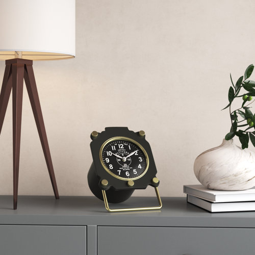 Willa Arlo Interiors 5" Metal Altimeter Table Clock Black Iron